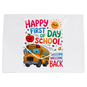 Welcome Back To School Happy First Day Teacher Bus Large Gift Bag