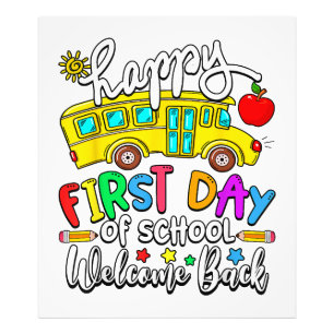 Welcome Back To School Happy First Day Teacher Bus Photo Print