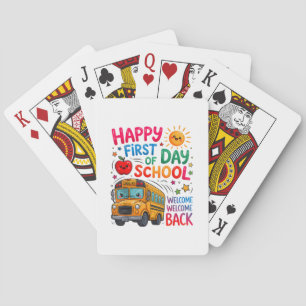 Welcome Back To School Happy First Day Teacher Bus Playing Cards