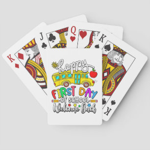 Welcome Back To School Happy First Day Teacher Bus Playing Cards