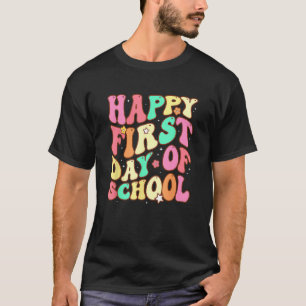 Welcome Back To School Kids Groovy Happy First Day T-Shirt
