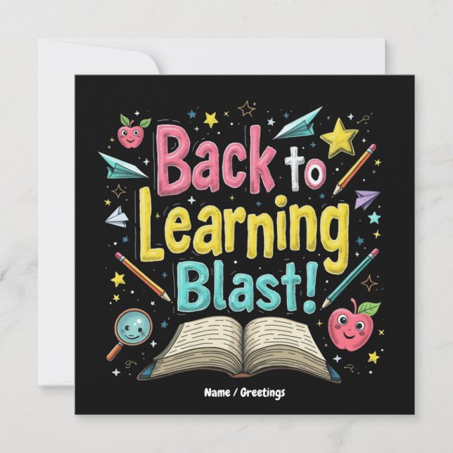 Welcome Back to School Learning Blast Kids Teacher Invitation (Front)
