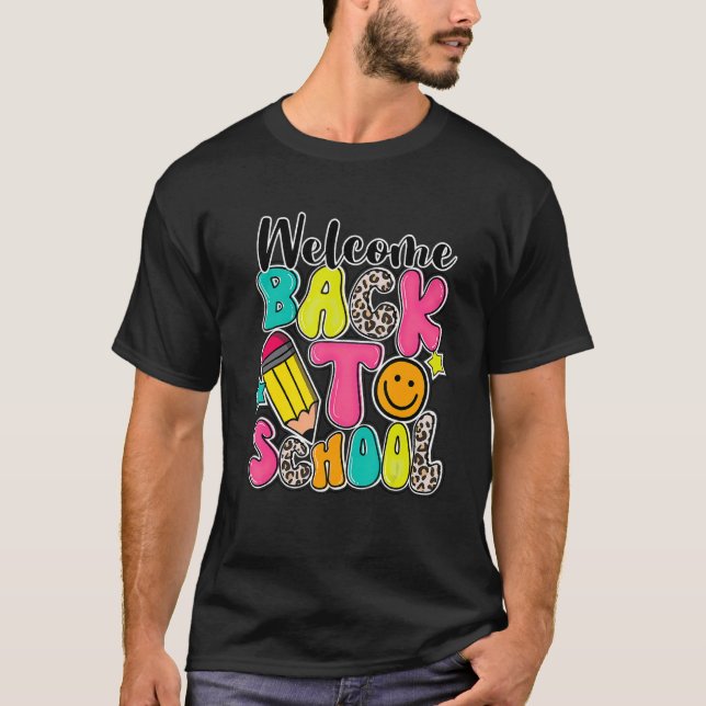 Welcome Back To School Leopard Style First Day Tea T-Shirt (Front)