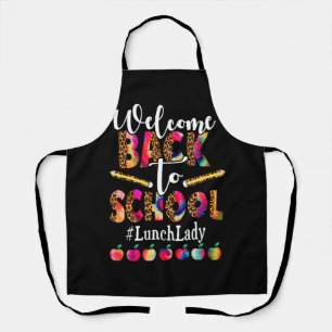 Welcome Back To School Lunch Lady Leopard 1st Day  Apron