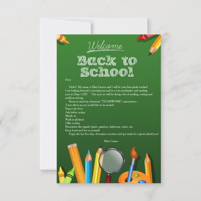 Welcome Back To School Notecard (Front)
