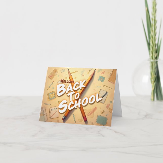 Welcome Back to School – Pencil Art Design Card (Front)