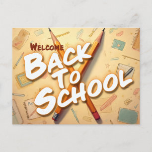 Welcome Back to School – Pencil Art Design Holiday Postcard