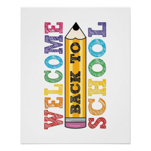 Welcome Back to School – Pencil Illustration Poster