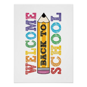 Welcome Back to School – Pencil Illustration Poster