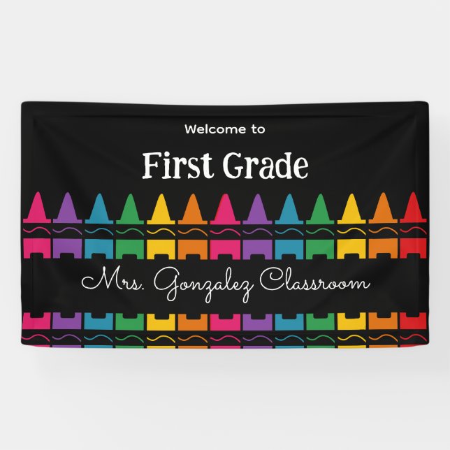 Welcome Back to School Rainbow Crayon  Banner (Horizontal)