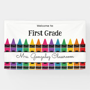 Welcome Back to School Rainbow Crayon  Banner
