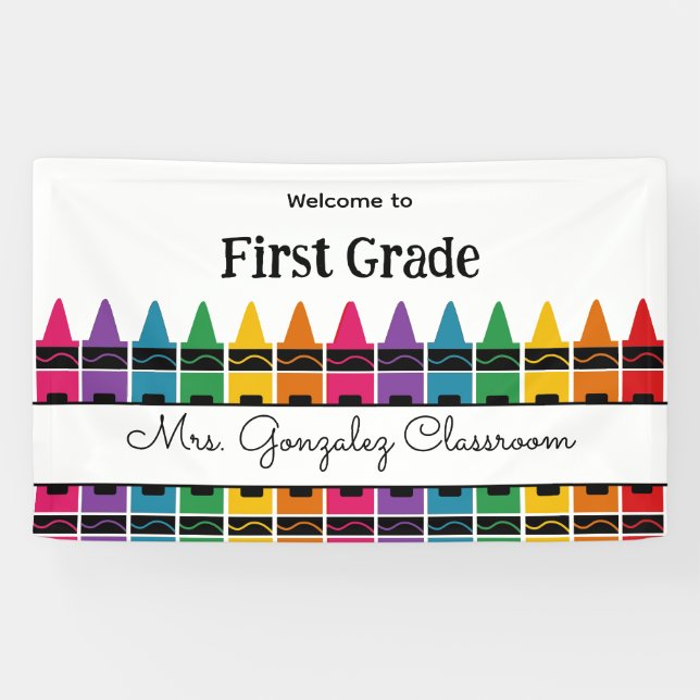 Welcome Back to School Rainbow Crayon  Banner (Horizontal)
