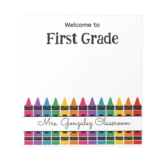 Welcome Back to School Rainbow Crayon  Notepad (Front)