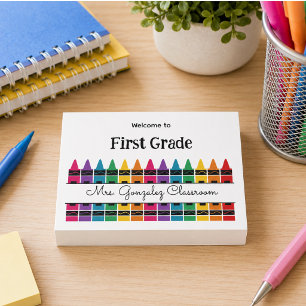 Welcome Back to School Rainbow Crayon Post-it Notes