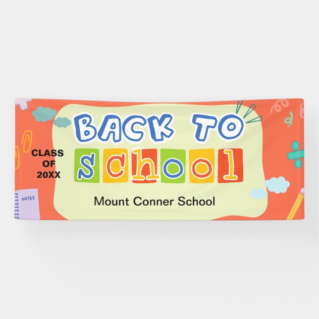  Welcome Back To School Red BackGround Banner (Horizontal)