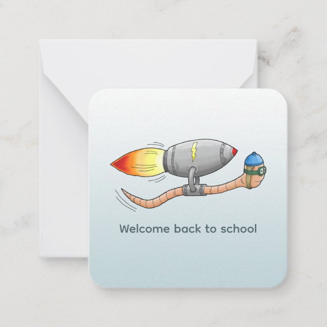 Welcome Back to School Rocket Worm Card (Front)