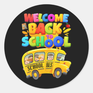 Welcome Back To School School Bus Driver Mens Boy Classic Round Sticker
