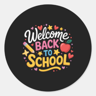 Welcome Back To School Shirt Boys Girls Kids Heart Classic Round Sticker