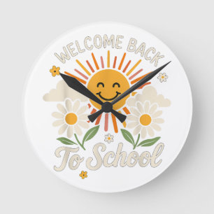 Welcome Back To School Shirts First day of school  Round Clock