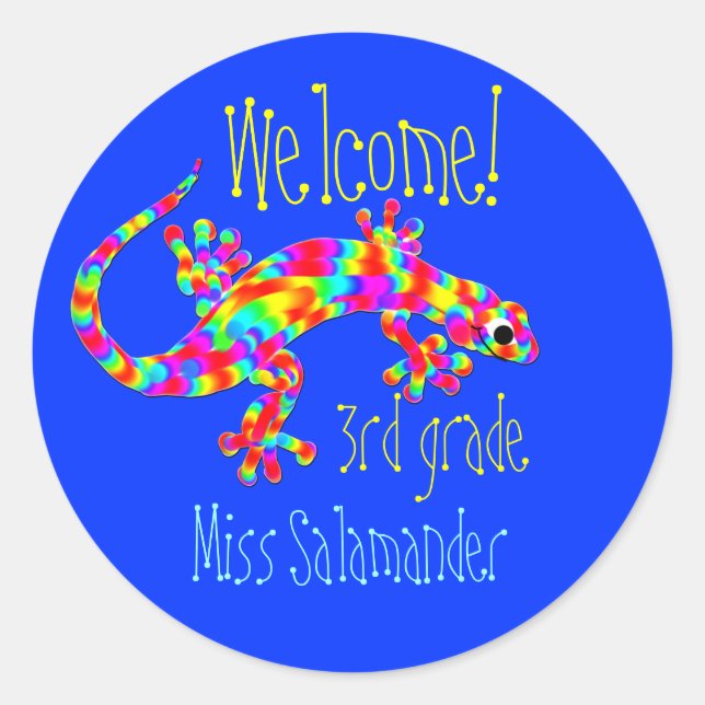 Welcome Back to School Stickers with Salamander (Front)