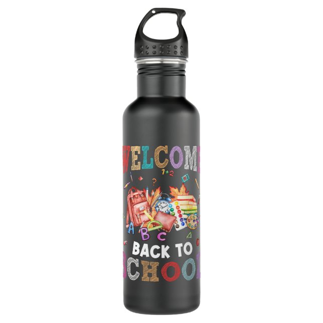 welcome back to school teacher 710 ml water bottle (Front)