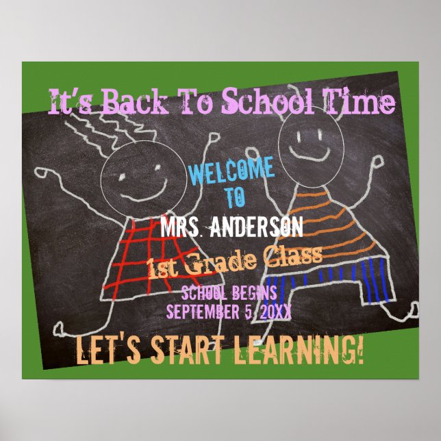 Welcome Back To School Teacher Add Name Poster (Front)