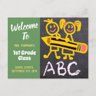 Welcome Back To School Teacher Chalkboard Letters Postcard