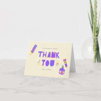 Welcome Back To School Teacher Purple Chalkboard Thank You Card