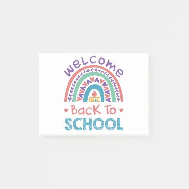 Welcome Back to School Teacher Staff Rainbow Post-it Notes (Front)