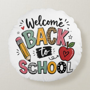 Welcome Back to School Teacher Student First Day Round Cushion
