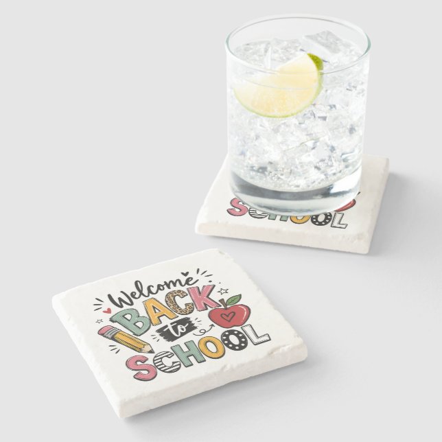 Welcome Back to School Teacher Student First Day Stone Coaster (Side)