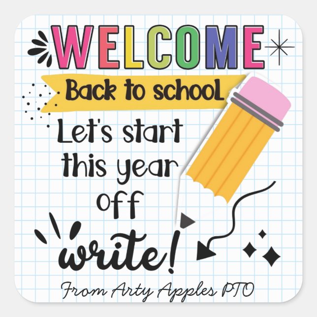 welcome back to school teacher welcome square sticker (Front)