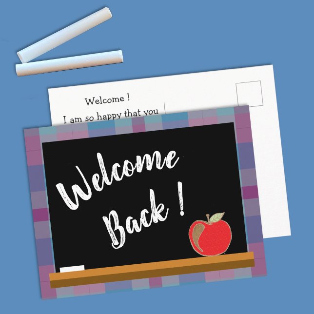 Welcome back-to-school text template postcard (Minimalist welcome back-to-school postcard .
)