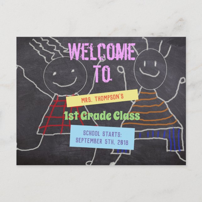 Welcome Back To School Time Teacher Add Name Postcard (Front)