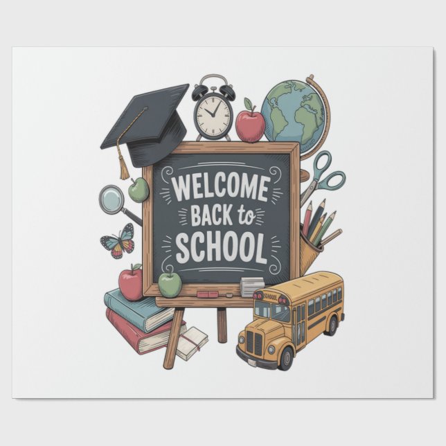 Welcome Back To School Wrapping Paper (Flat)