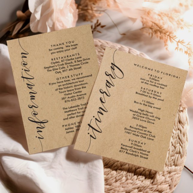 Welcome Bag Wedding Itinerary & Information Card (Creator Uploaded)