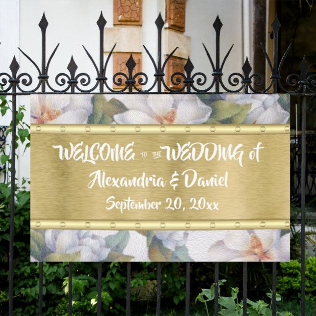 Welcome Banner White Magnolia Gold Banner (Creator Uploaded)