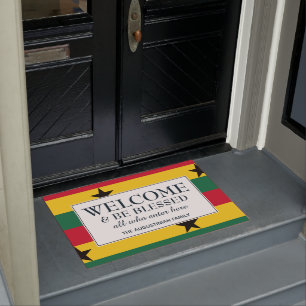 WELCOME BE BLESSED   Flag of GHANA Doormat