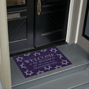 WELCOME BE BLESSED Star of David HANUKKAH Doormat
