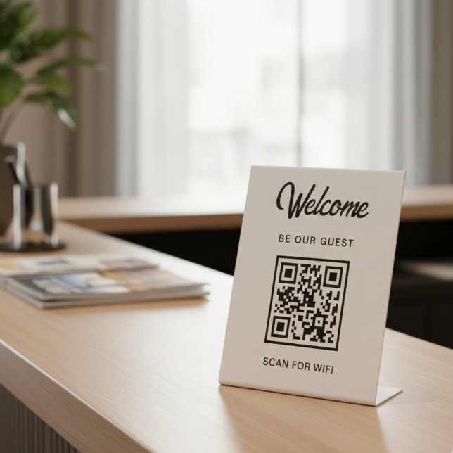 Welcome Be Our Guest Scan For QR Code Wifi Pedestal Sign (Creator Uploaded)