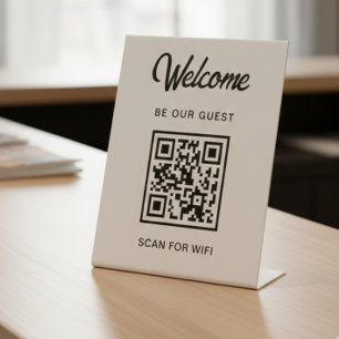 Welcome Be Our Guest Scan For QR Code Wifi Pedestal Sign