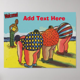 Welcome Beach Cartoon add text Poster
