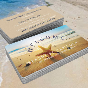WELCOME! Beach Sunset Beach House Rentals Business Card