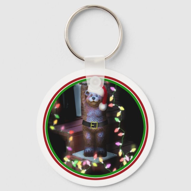 Welcome Bear with Christmas Lights Key Ring (Front)