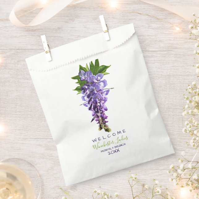 Welcome Beautiful Wisteria Flowers Custom Name Favour Bag (Clipped)