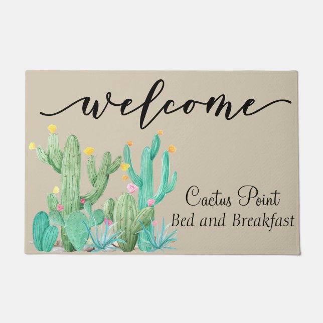 Welcome Bed & Breakfast Desert Cactus Southwest Doormat (Front)