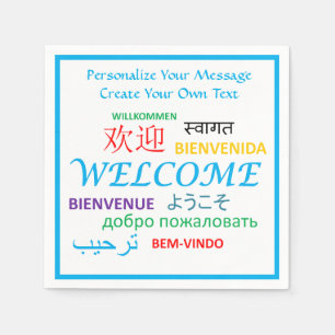 Welcome Bienvenue Willkommen Personalise Napkin