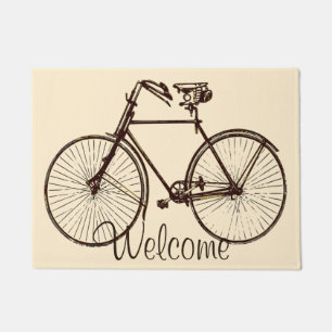 welcome Bike bicycle door mat oatmeal cream brown