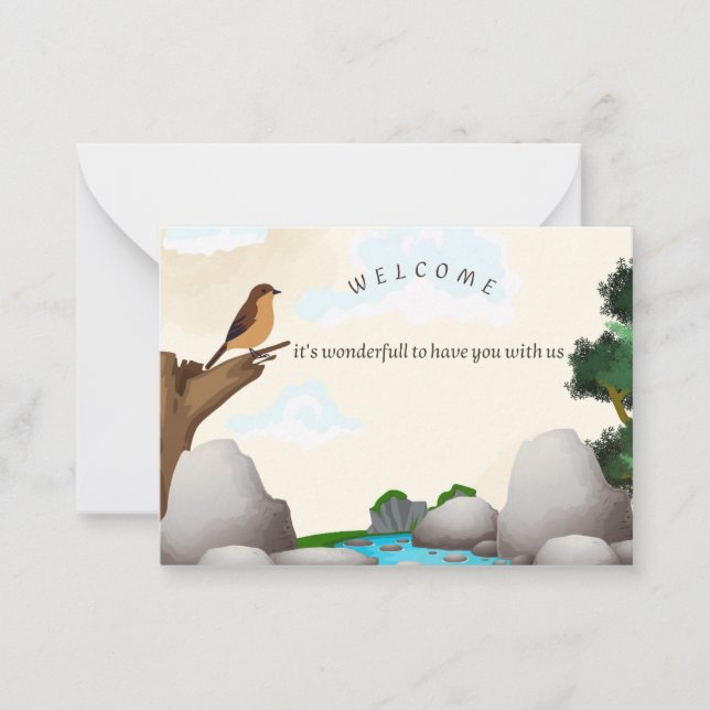 Welcome Bird Nature Cute Greeting Note Card (Front)