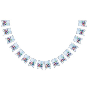 Welcome Birthday Party Watercolor Mermaid Sea Life Bunting